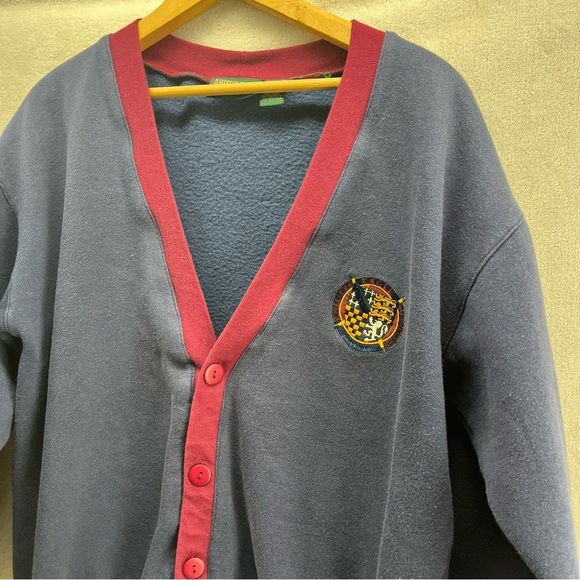 Vintage American Eagle Letterman Cardigan Jacket Mens Med Blue 90s Preppy - Picture 2 of 9